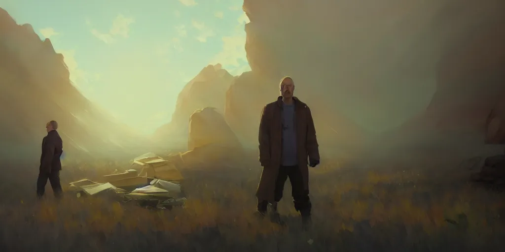 Image similar to better call saul, breaking bad, extremely detailed digital painting, in the style of fenghua zhong and ruan jia and jeremy lipking and peter mohrbacher, mystical colors, rim light, beautiful lighting, 8 k, stunning scene, raytracing, octane, trending on artstation