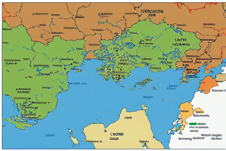 Prompt: map where russia is completely landlocked by ukraine