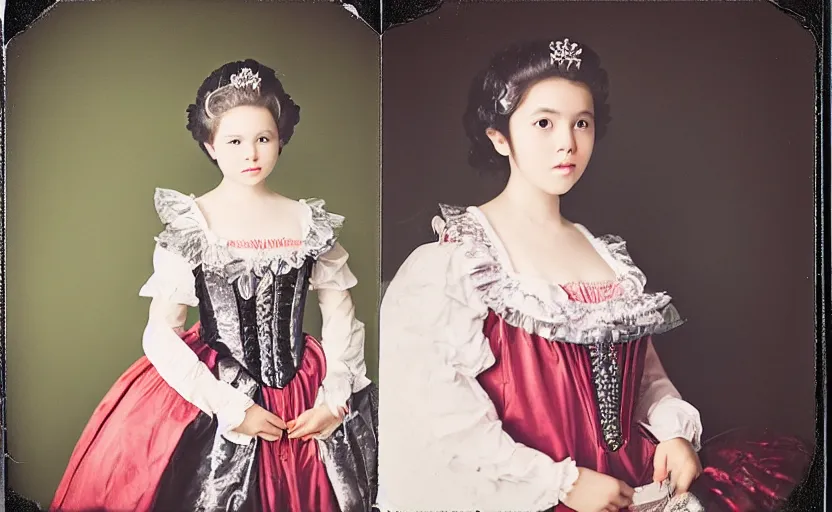 Prompt: A beauty young girl, cosplay of the queen of the night of mozart, studio photograph, polaroid camera, realistic