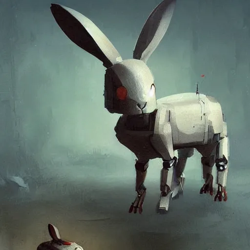 Prompt: a robot rabbit,digital art,realistic,detailed,art by greg rutkowski