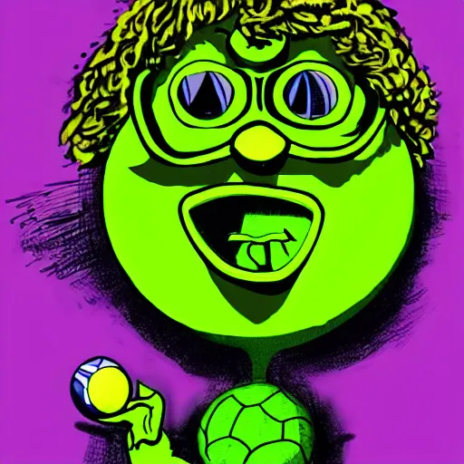 Image similar to Scooby-Doo tennis ball monster ,tennis ball, digital art, smoke, fantasy,chalk, magic, trending on artstation, ultra detailed, professional illustration by Basil Gogos
