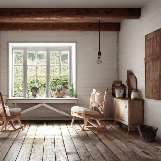 Prompt: 1 9 2 0 farmhouse interior design style, hyper realistic, octane render,