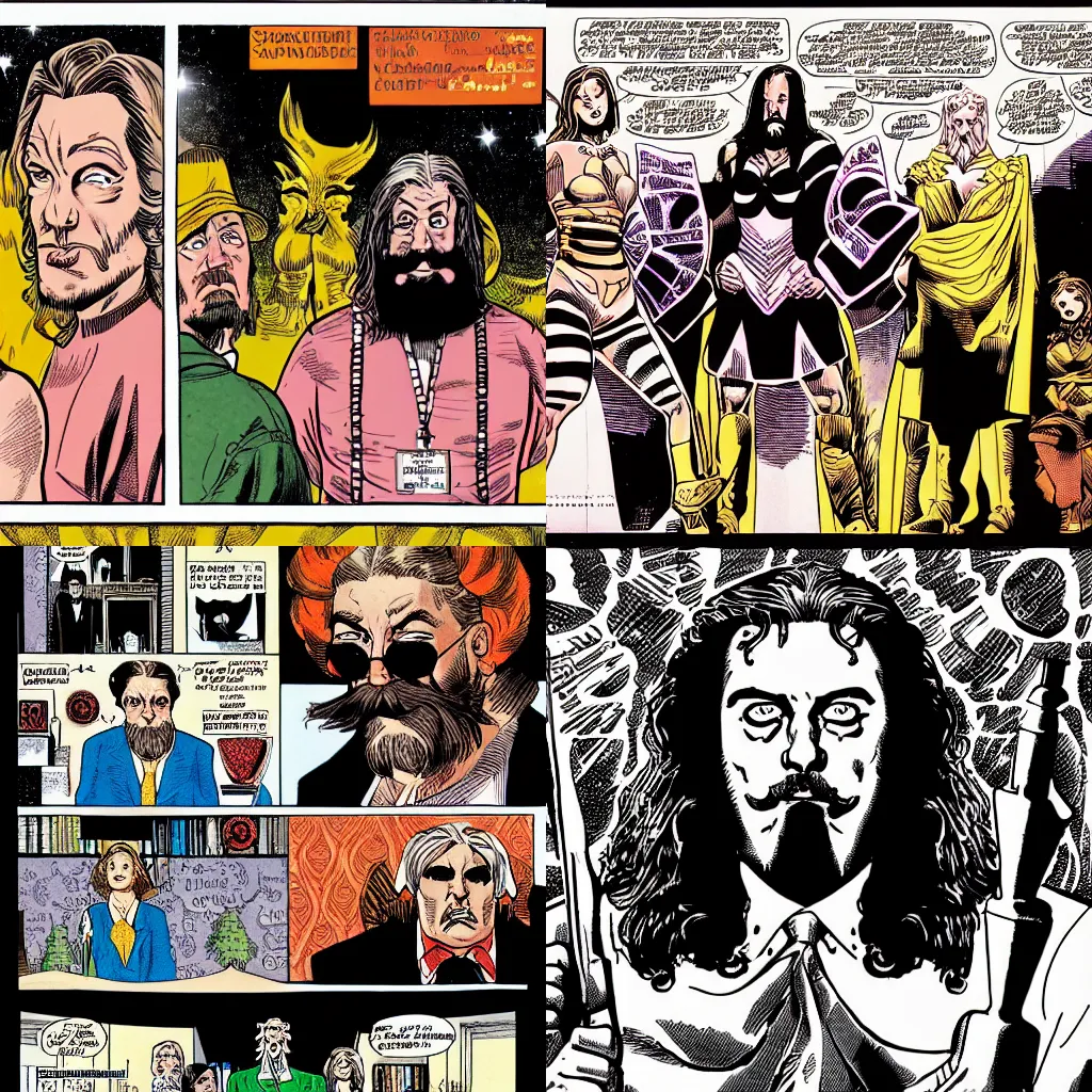 Prompt: a panel of supreme by alan moore