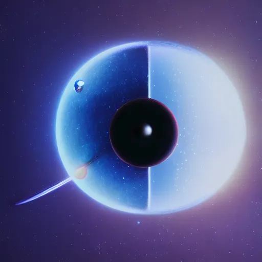 Image similar to reflection of planets and stars in the eye of a cute cat, volumetric lighting, glowing lights, 4k, octane, digital painting, artstation