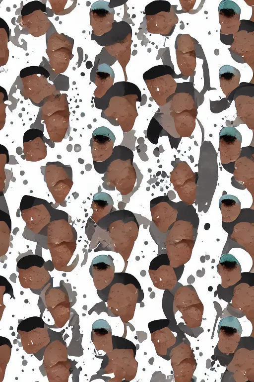 Image similar to minimalist watercolor biggie smalls faces pattern on white background, illustration, vector art