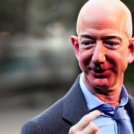 Prompt: Jeff Bezos smoking marijuana in public, being smug about it, high-quality photo