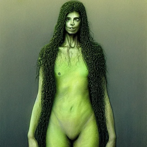 Image similar to dreamer with green clothes by wayne barlowe