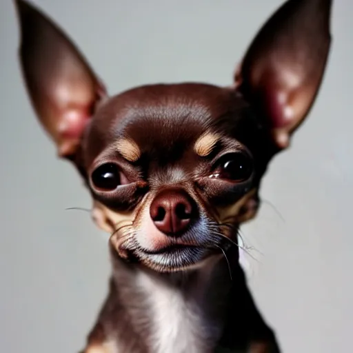 Image similar to a dark brown chihuahua, epic, realistic, hyper detailed