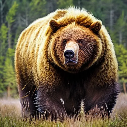 Image similar to man bear pig hybrid, bold natural colors, national geographic photography, masterpiece, full shot