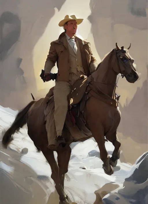 Image similar to portrait of saul goodman, jodhpurs hyperborea winter traveler treasure hunter greg manchess painting by sargent and leyendecker, fantasy, medium shot, asymmetrical, intricate, elegant, matte painting, illustration, hearthstone, by rhads, by greg rutkowski, by greg tocchini, by james gilleard, by joe fenton