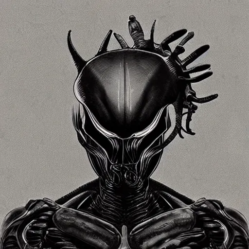 Image similar to “ digital art illustration of a xenomorph by artist michael mitchell ”