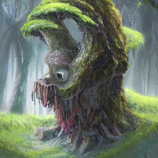 Image similar to a highly detailed portrait of a tiny humanoid creature standing in a fantasy forest concept art