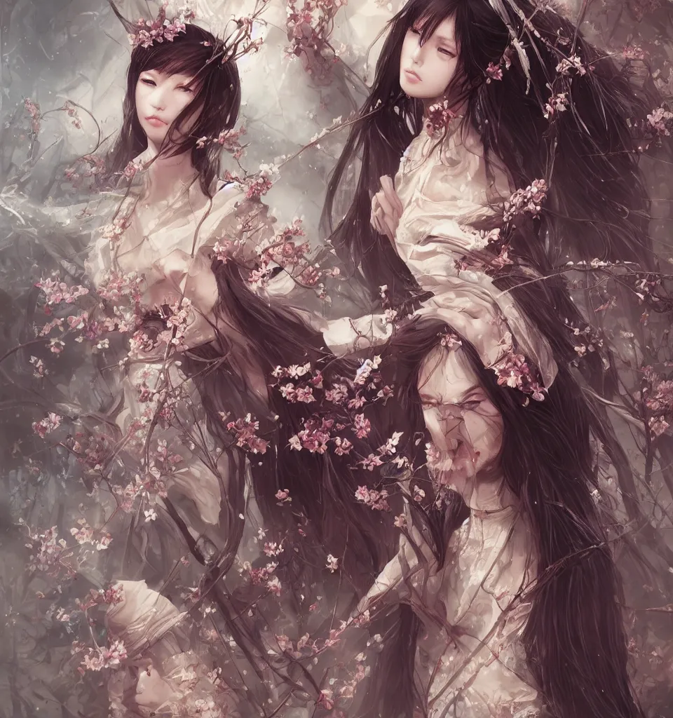 Image similar to a beautiful woman, wuxia, artgerm, elegant, concept art, gothic cathedral ， highly detailed, artstation, behance, deviantart, by wlop, ayami kojima, trending ，