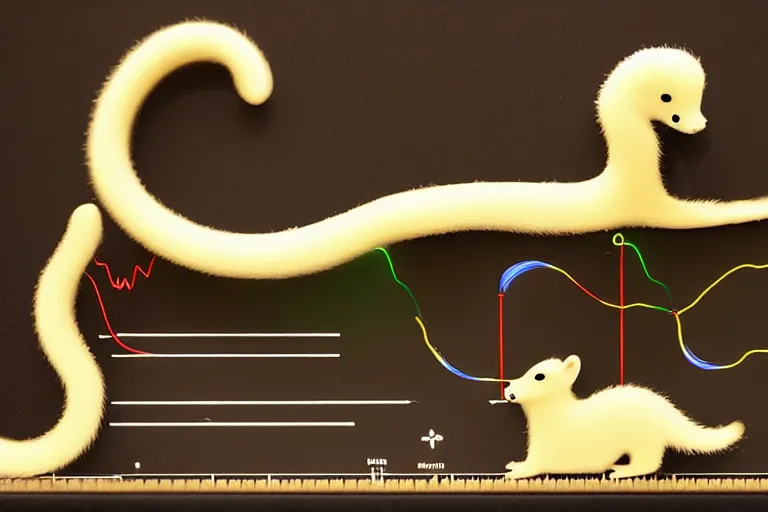 Image similar to an oscilloscope shaking a sound wave, wiggling a weasel, a stoat sinusoid spectacle : the wiggle and the wave - the wiggle is the wave! demonstration of a sine wave ermine.