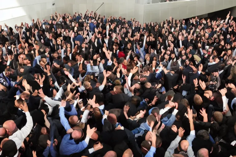 Prompt: Mosh pit at the Knesset