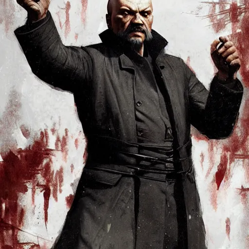 Image similar to lenin in mortal kombat mk 1 1 video game splash screen concept art very very detailed by hans dragan bibin thoma greg rutkowski ismail inceoglu