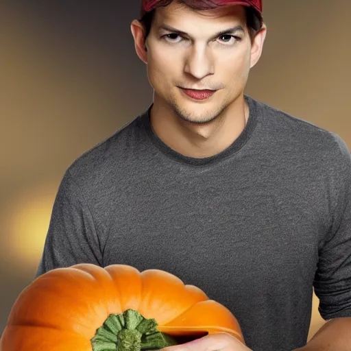 Image similar to ashton kutcher face on a hokaido squash