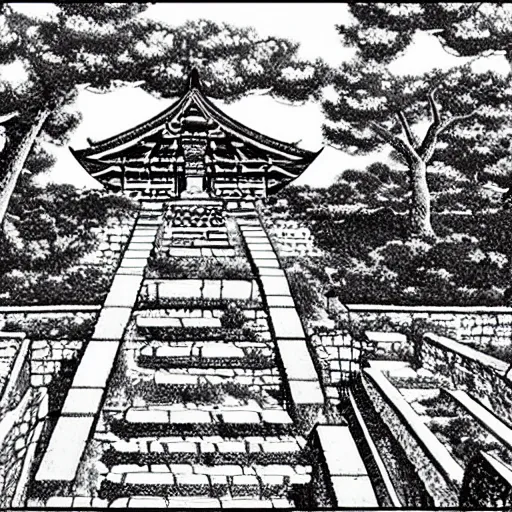 Prompt: an ancient underground temple from centuries ago by masashi kishimoto