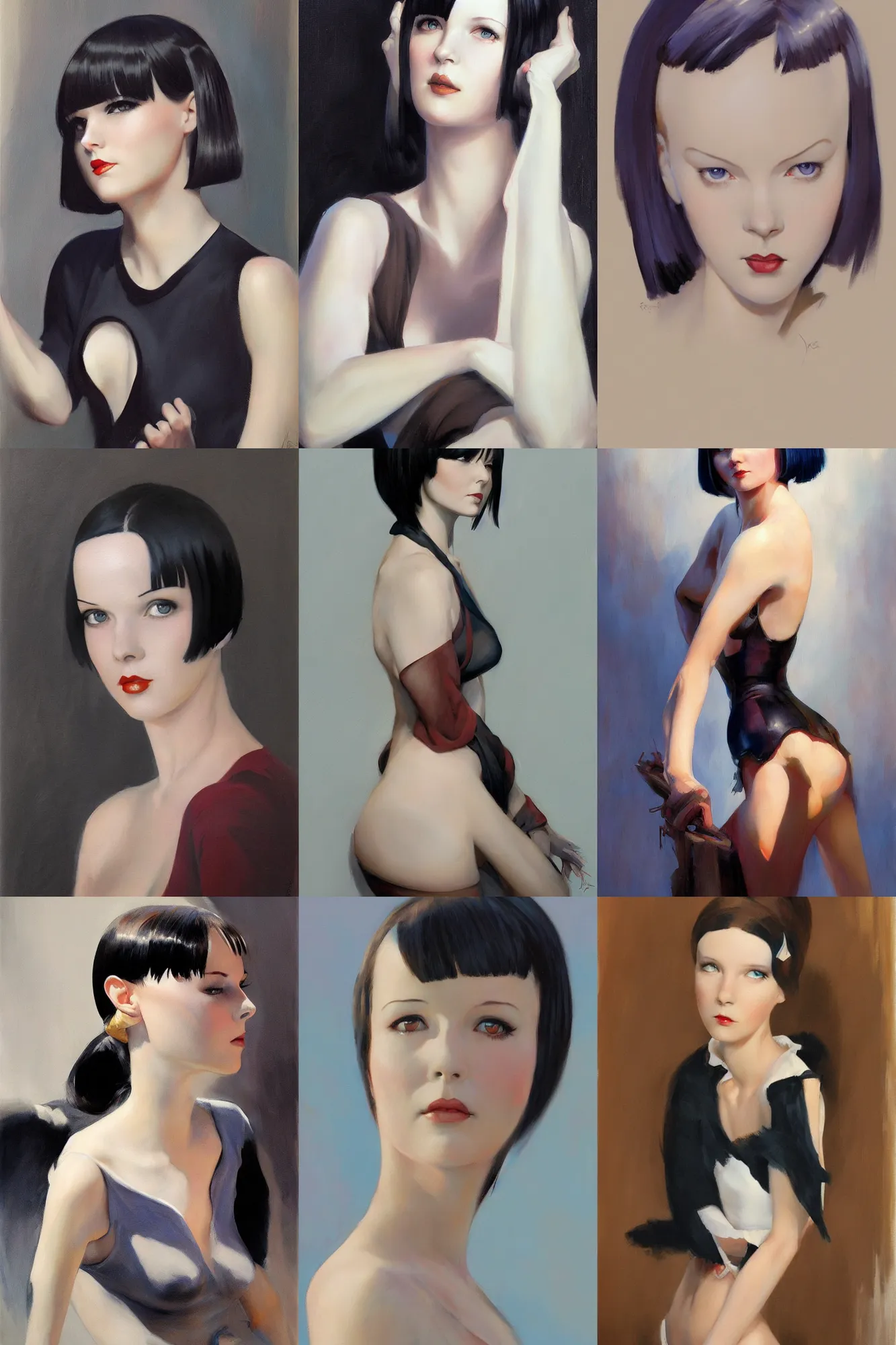 Prompt: mary louise brooks, painting by rob rey and jesper ejsing, artstation, soft light