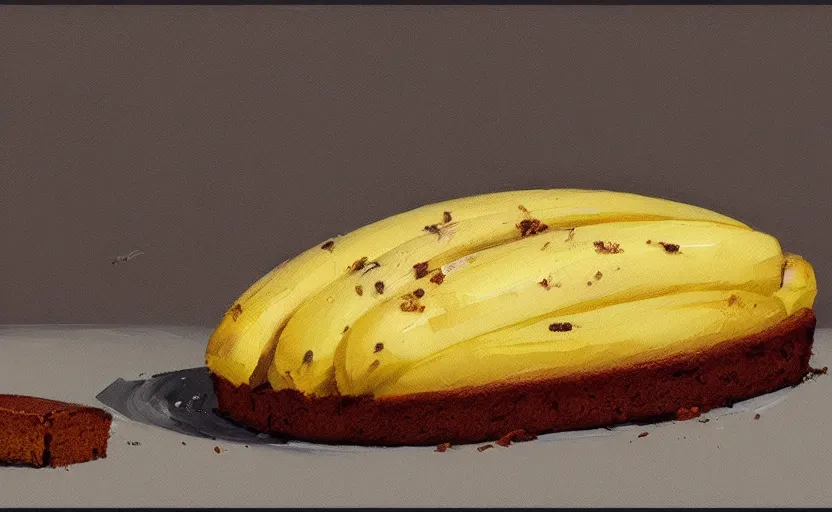 Prompt: A painting of Banana Bread trending on artstation in the style of Greg Rutkowski