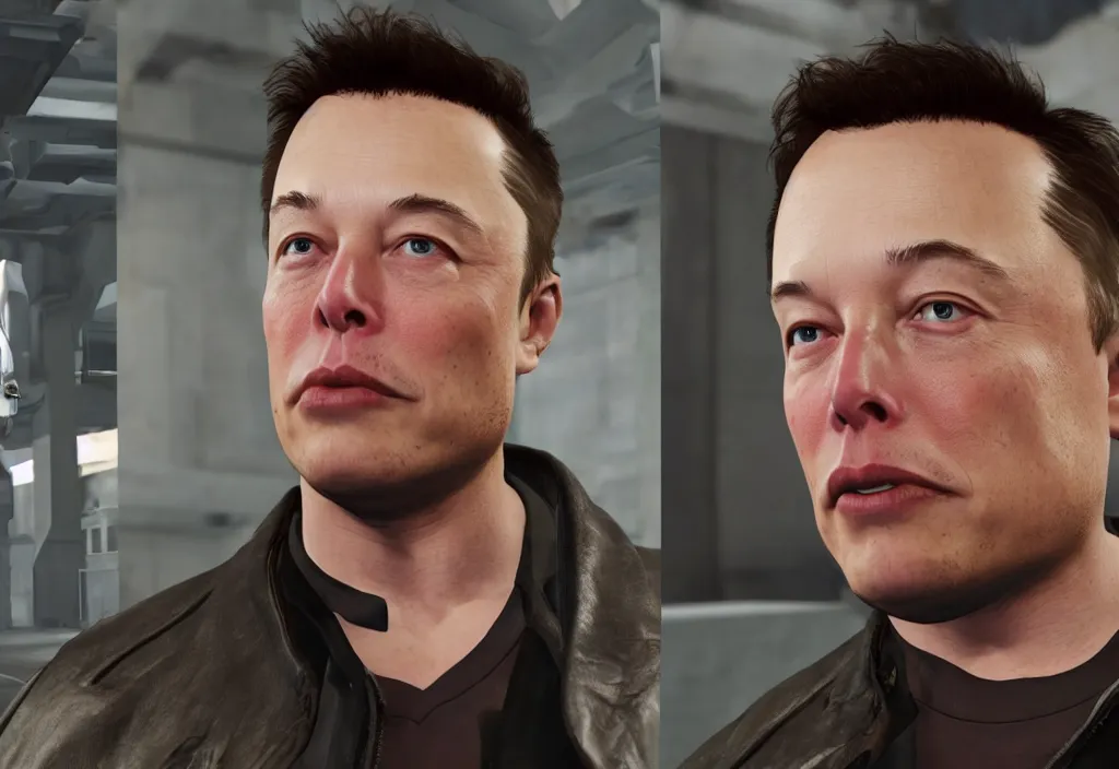 Image similar to elon musk in half life, elon musk in the video game half life, gameplay screenshot, close up, 3 d rendering. unreal engine. amazing likeness. very detailed.