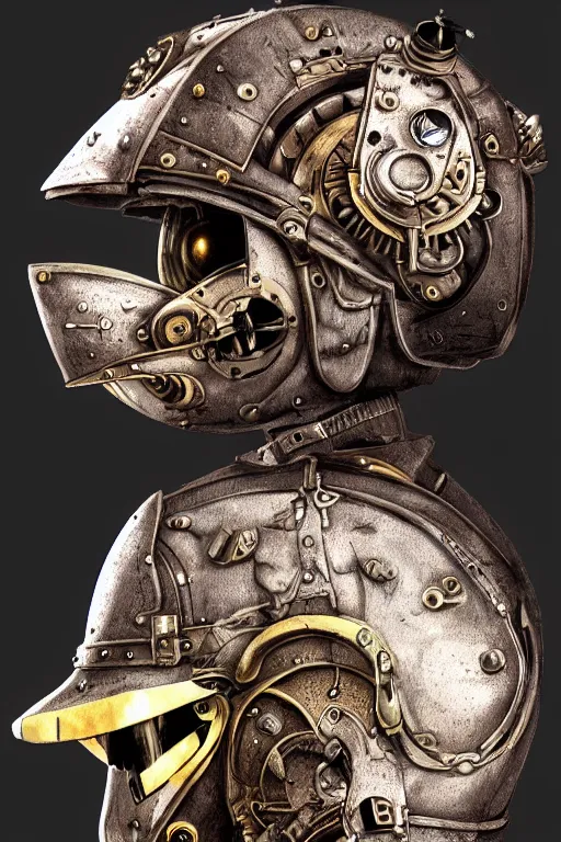 Image similar to steampunk helmet fantasy art mask robot ninja stylized digital illustration sharp focus, elegant intricate digital painting artstation concept art global illumination ray tracing advanced technology chaykin howard and campionpascale and cooke darwyn and davis jack