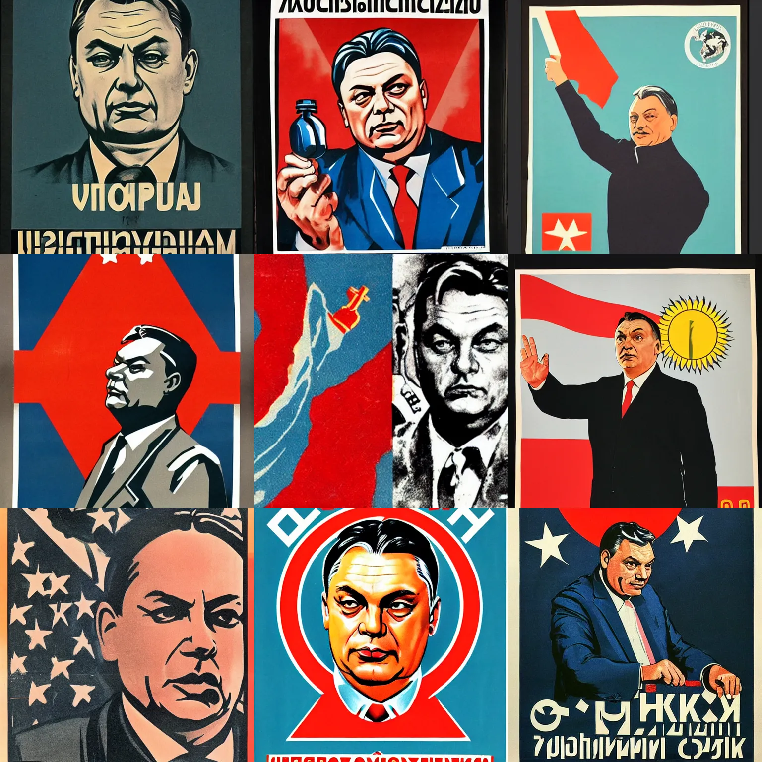 Prompt: soviet propaganda poster of viktor orban
