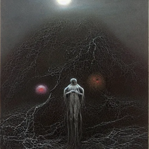 Image similar to zdzislaw beksinski painting of cosmic horror