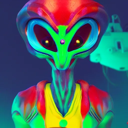 Prompt: photo of a colourful alien, artstation, photo, 3 5 mm camera