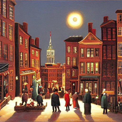 Prompt: painting of boston by michel delacroix