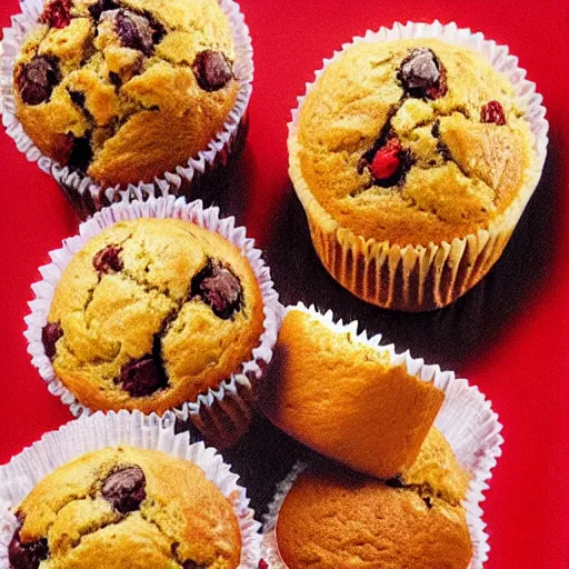 Image similar to photograph of muffins, hyperrealism