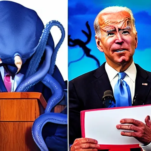 Image similar to joe biden with doc oc tentacles