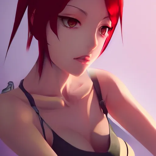 Image similar to faye valentine as in madoka magica, by wlop, ilya kuvshinov, range murata, stark colours, detailed face, realistic shaded perfect face, fine details, realistic shaded lighting, fabulous, detailed lashes