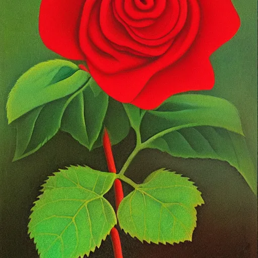 Image similar to a red rose by henri rousseau