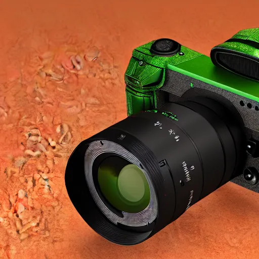 Image similar to a yoda mirrorless camera, 3 d render