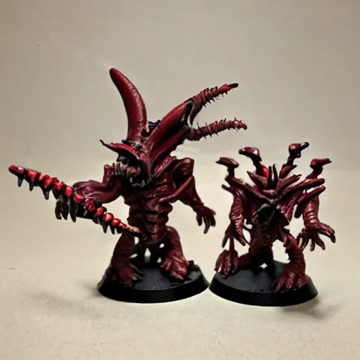 Prompt: warhammer tyranid tabletop figurines