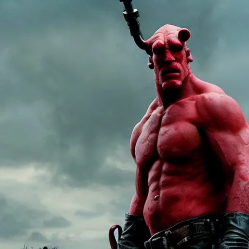 Image similar to Hellboy in The Walking Dead 4K quality