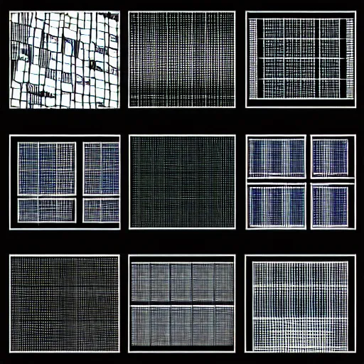 Image similar to cyberpunk physics, grid of square panels, comic style