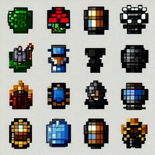 Prompt: set of 4 8 x 4 8 pixel wide fantasy icons for armor for a roleplaying videogame