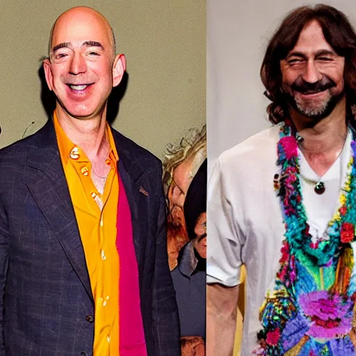 Image similar to hippie jeff bezos clothes