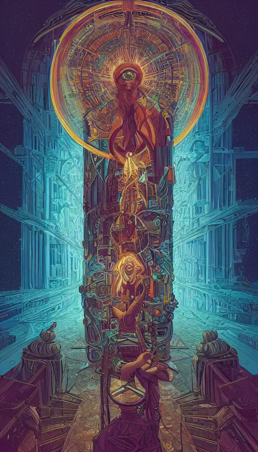 Image similar to The oracle of the ancient prophets, futurism, da vinci, Dan Mumford, Josan Gonzalez