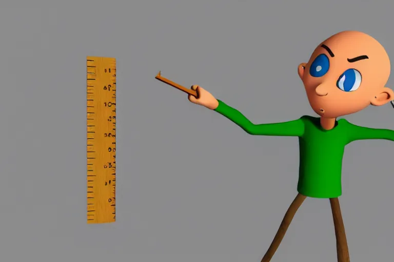 baldi from baldi's basics with a wooden ruler and