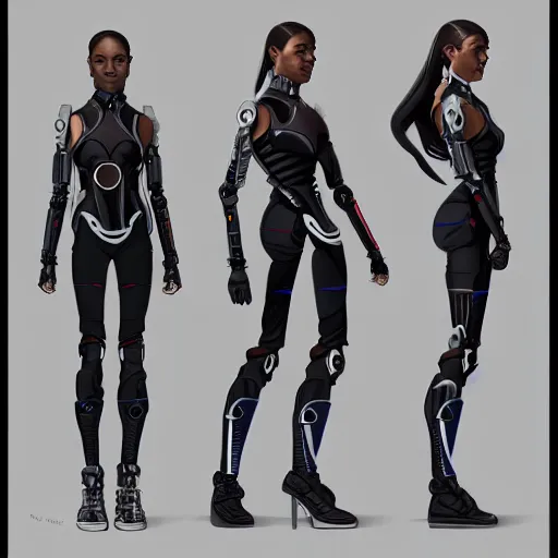 Prompt: A teen badass cyborg, weta digital character model sheet turnaround, studio, trending in Artstation, official media, 4K HD, by Bill Presing and Ilya Kuvshinov and Alphonse Mucha and Artgerm and zaha hadid and santiago calatrava