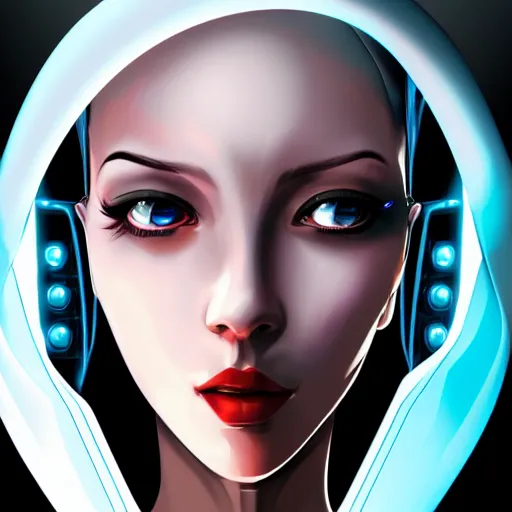 Image similar to face portrait of a robotic woman, sci - fi, futuristic, cyber punk - inspired by lois van baarle, cinematic, sci - fi 8 k