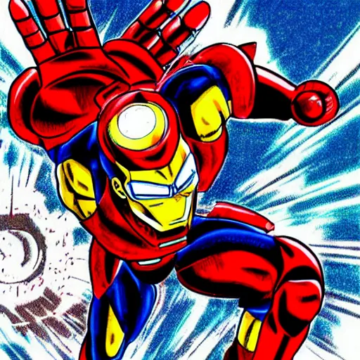 Image similar to iron man drawn by akira toriyama in dragon ball z style