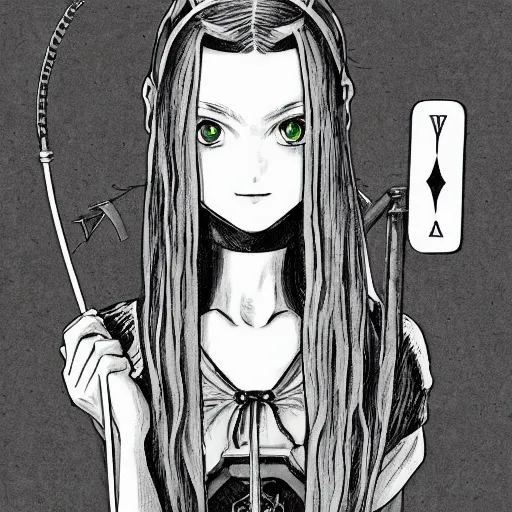 Prompt: precisely drawn illustration of anime wednesday addams, old-fashioned tarot card, victorian playing card, sepia tone, wide angle, sharp, fine details, anime, manga, cyberpunk, realistic shaded lighting by katsuhiro otomo ghost-in-the-shell, magali villeneuve, artgerm, rutkowski Jeremy Lipkin and Giuseppe Dangelico Pino and Michael Garmash and Rob Rey