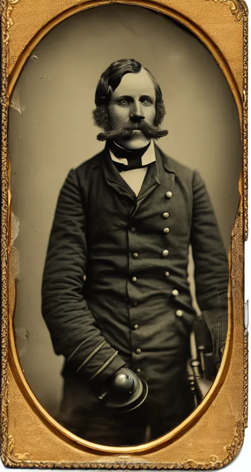 Prompt: a highly detailed digital collodion photograph, a portrait of a steamboat captain