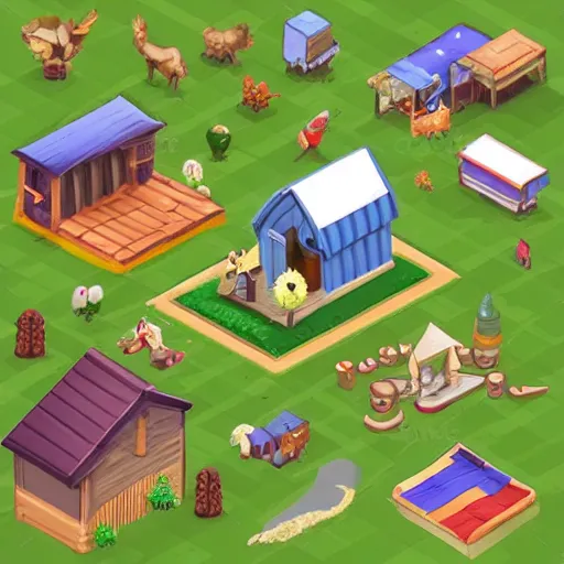 Prompt: cute isometric country