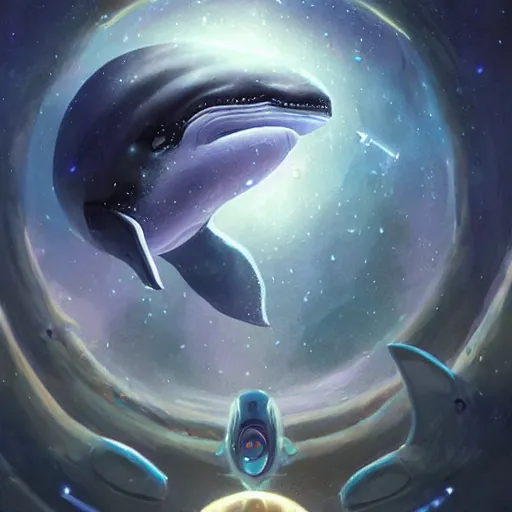 Prompt: space magical whale with multiple eyes on its face, eyes!, eyes!, eyes!, eyes!, eyes!, eyes, galaxy whale, epic fantasy style art, galaxy theme, by Greg Rutkowski, hearthstone style art, 99% artistic