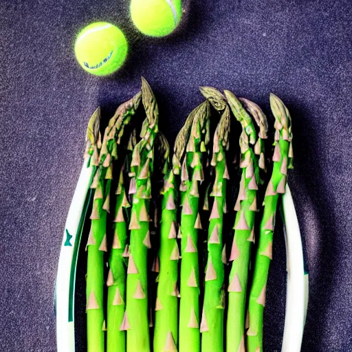 Image similar to a tennis racket made out of asparagus high quality photo